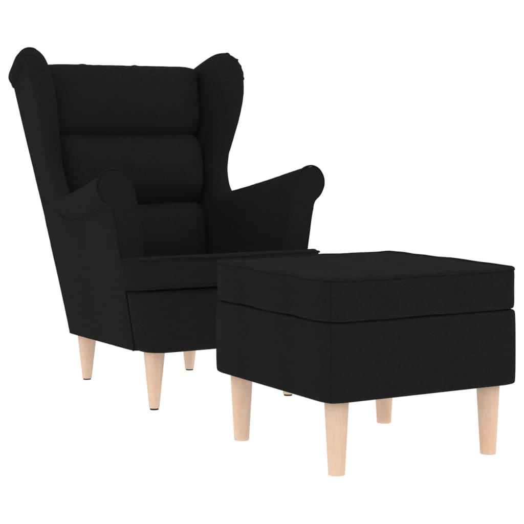 Fauteuil avec repose-pied Noir Tissu - XIOS