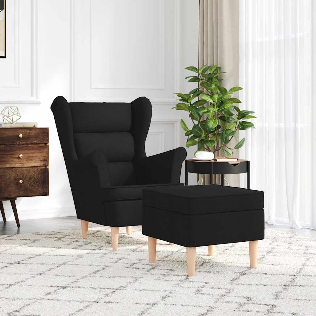 Fauteuil avec repose-pied Noir Tissu - XIOS