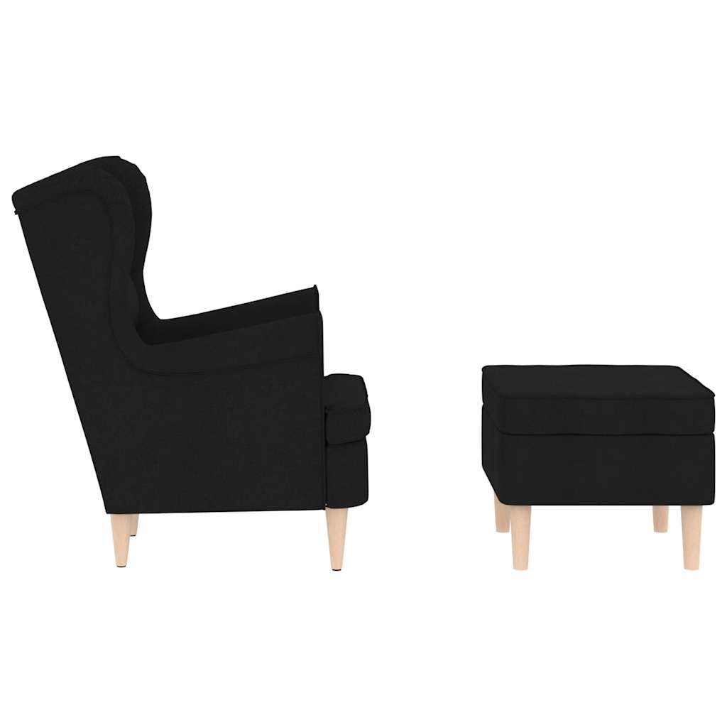 Fauteuil avec repose-pied Noir Tissu - XIOS