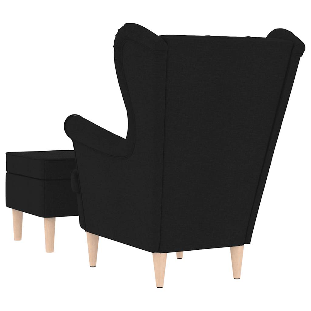Fauteuil avec repose-pied Noir Tissu - XIOS