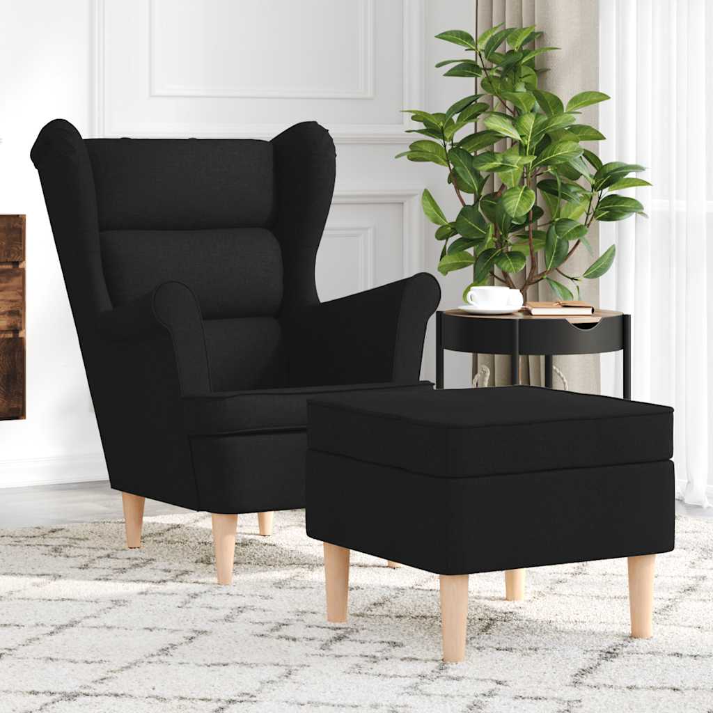 Fauteuil avec repose-pied Noir Tissu - XIOS