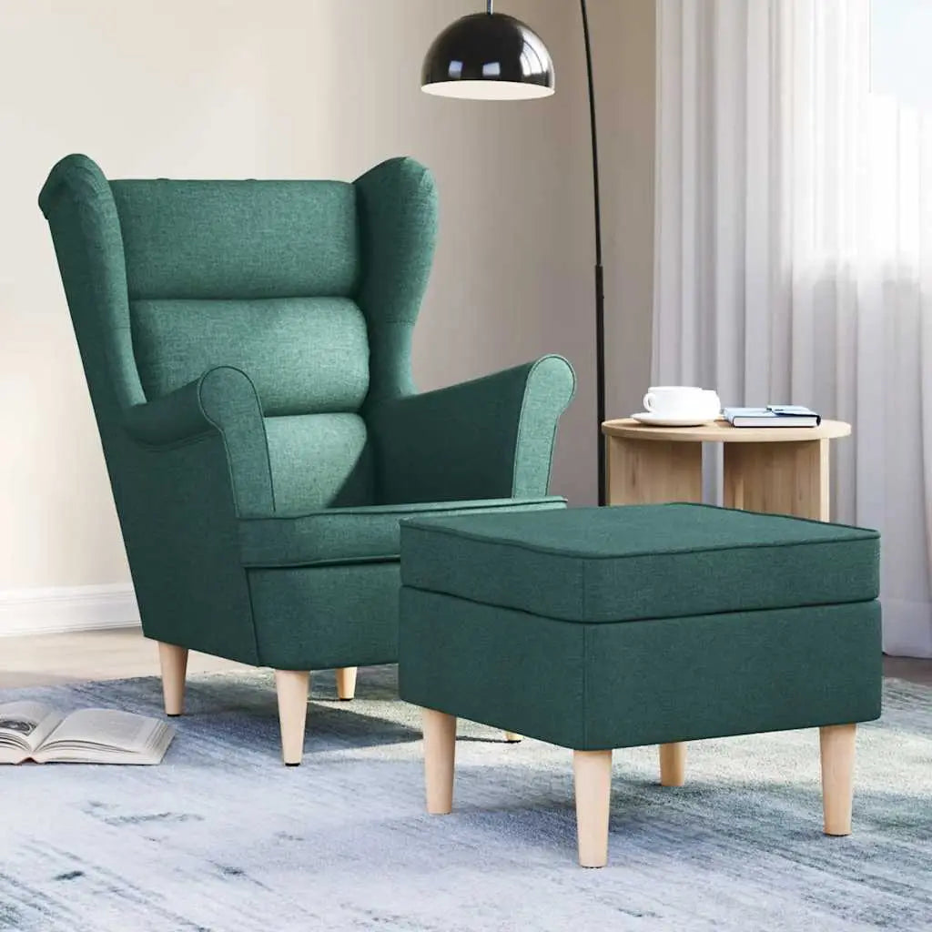 Fauteuil avec repose-pied Vert foncé Tissu - XIOS