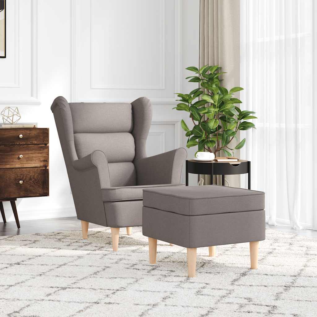 Fauteuil avec repose-pied Taupe Tissu - XIOS