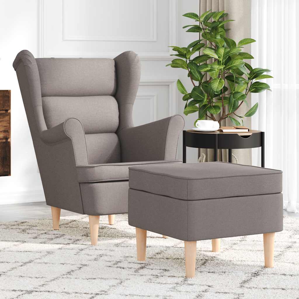 Fauteuil avec repose-pied Taupe Tissu - XIOS
