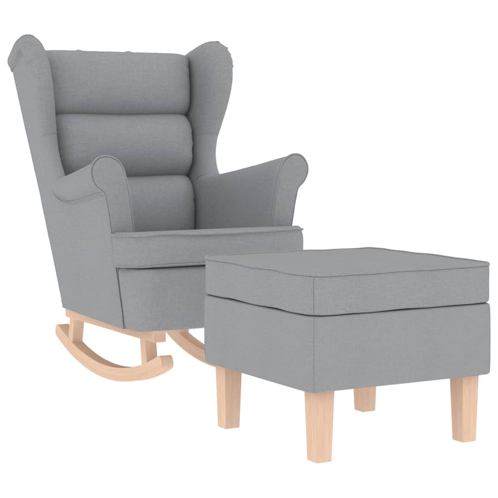 Chaise à bascule avec repose-pied Gris clair Tissu - XIOS