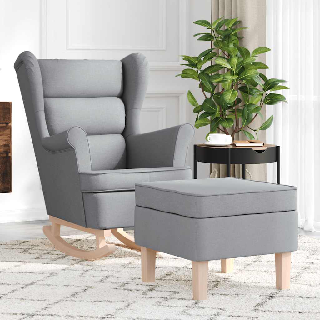 Chaise à bascule avec repose-pied Gris clair Tissu - XIOS