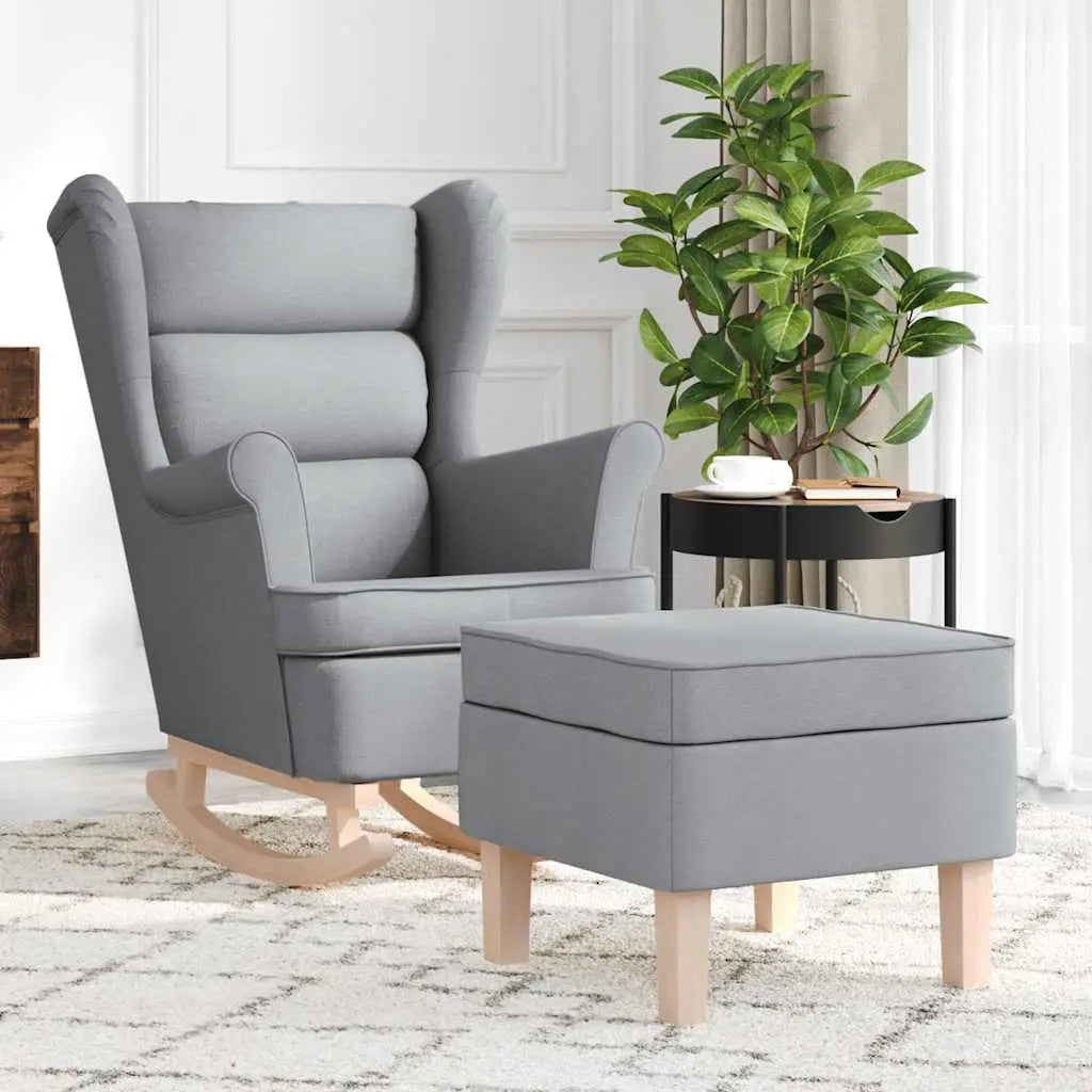 Chaise à bascule avec repose-pied Gris clair Tissu - XIOS