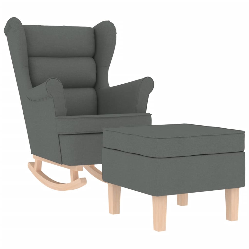 Chaise à bascule avec repose-pied Gris foncé Tissu - XIOS