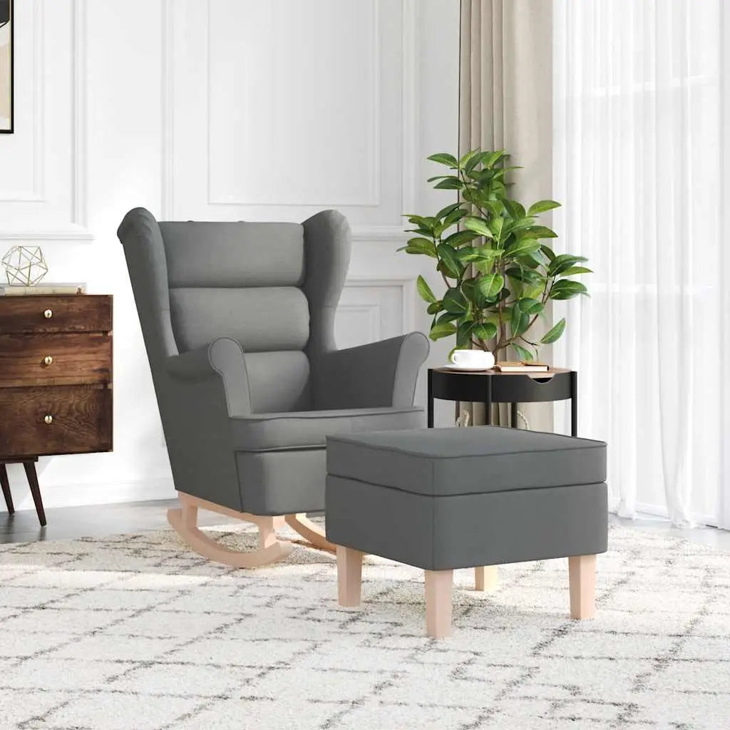 Chaise à bascule avec repose-pied Gris foncé Tissu - XIOS