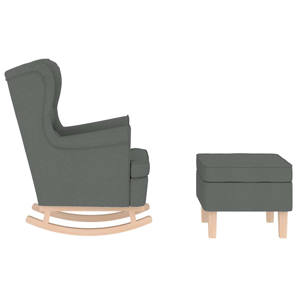 Chaise à bascule avec repose-pied Gris foncé Tissu - XIOS