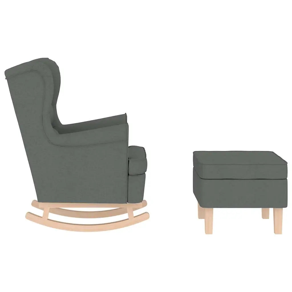 Chaise à bascule avec repose-pied Gris foncé Tissu - XIOS