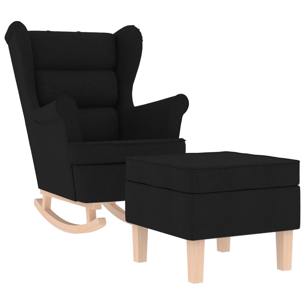 Chaise à bascule avec repose-pied Noir Tissu - XIOS