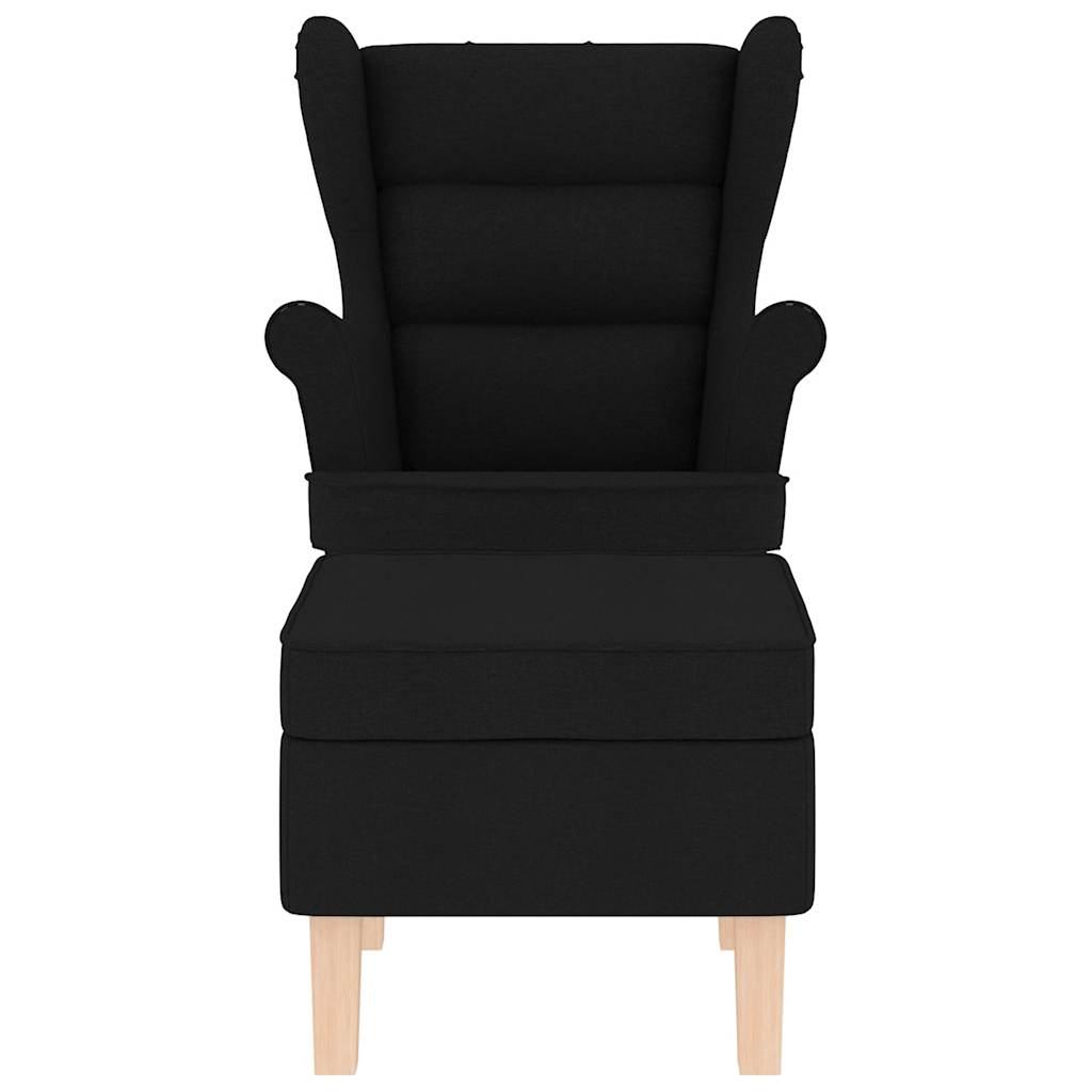 Chaise à bascule avec repose-pied Noir Tissu - XIOS