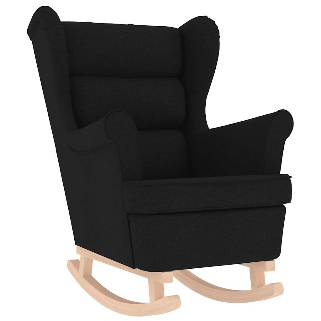 Chaise à bascule avec repose-pied Noir Tissu - XIOS