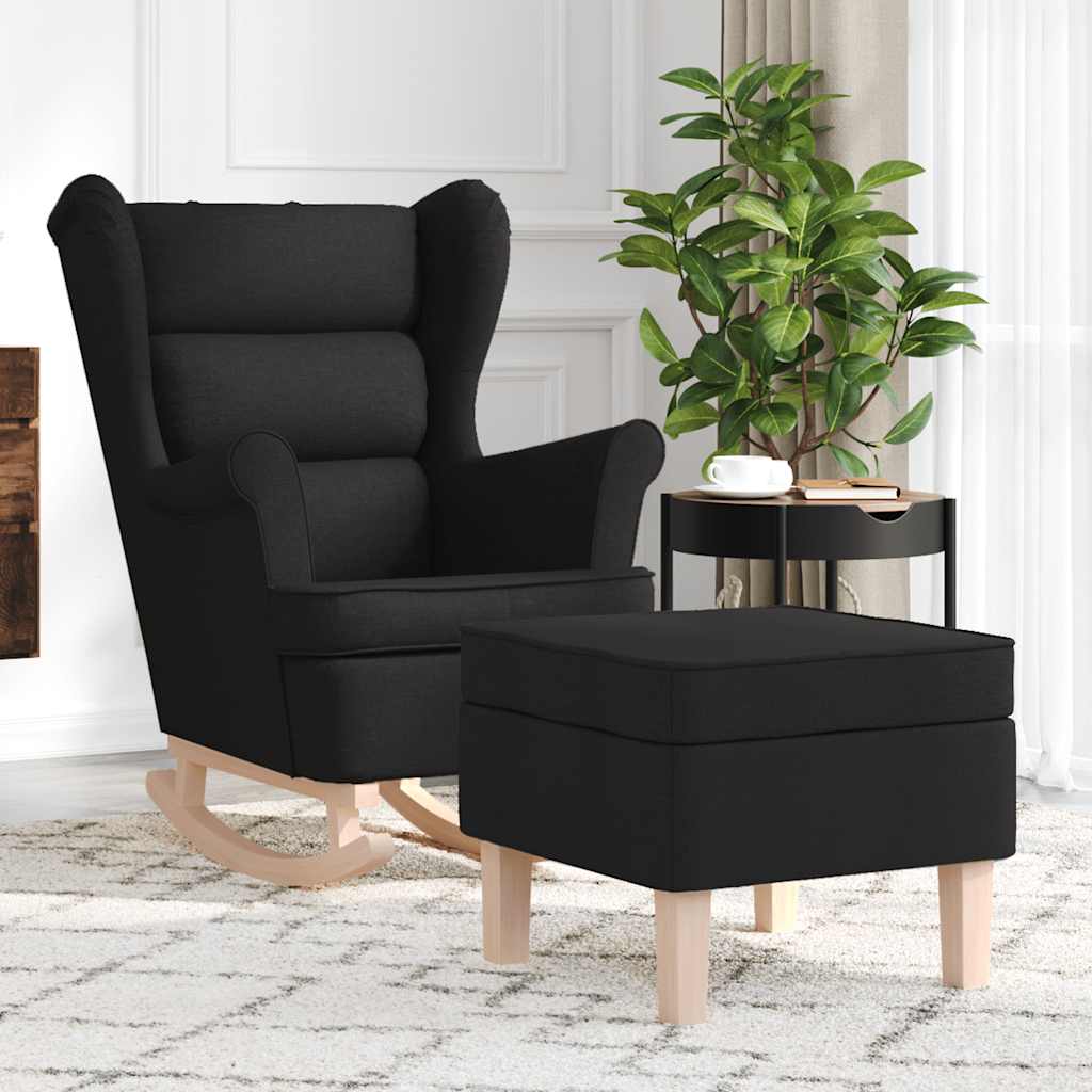 Chaise à bascule avec repose-pied Noir Tissu - XIOS