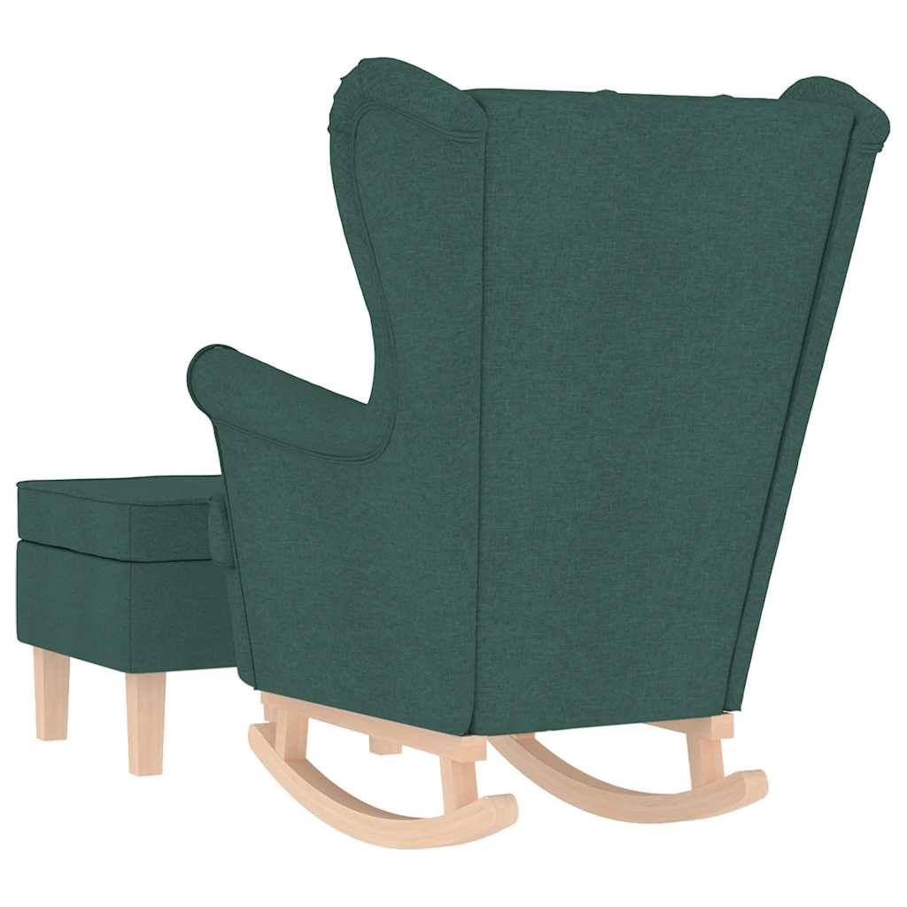 Chaise à bascule avec repose-pied Vert foncé Tissu - XIOS