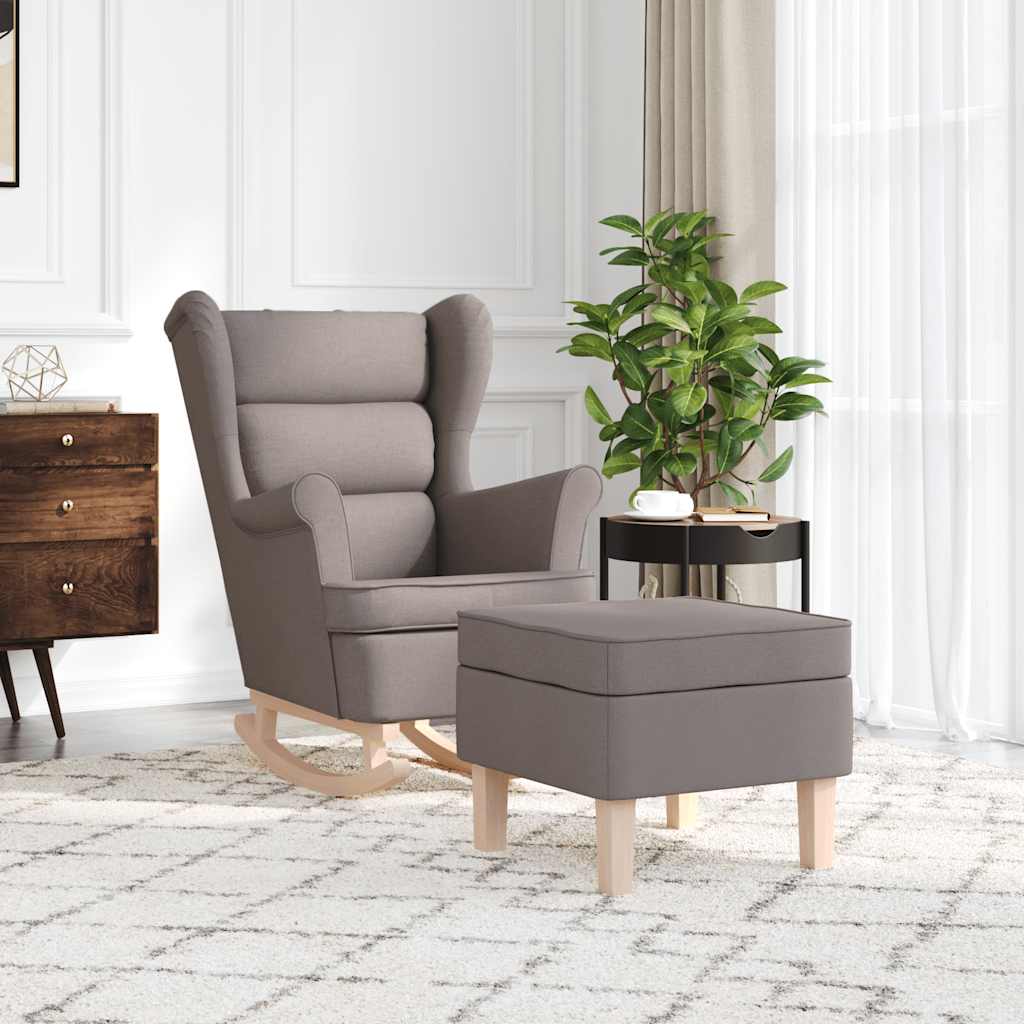 Chaise à bascule avec repose-pied Taupe Tissu - XIOS