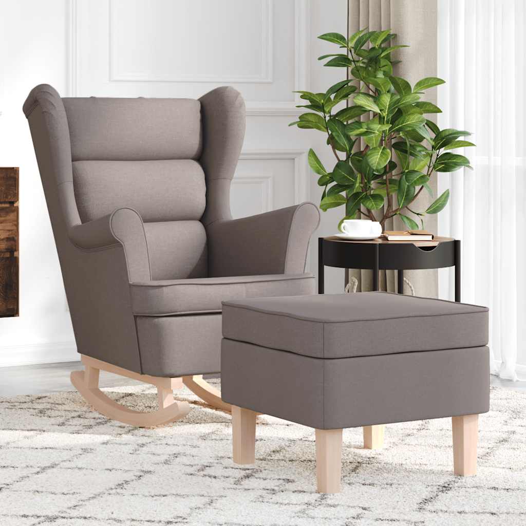 Chaise à bascule avec repose-pied Taupe Tissu - XIOS