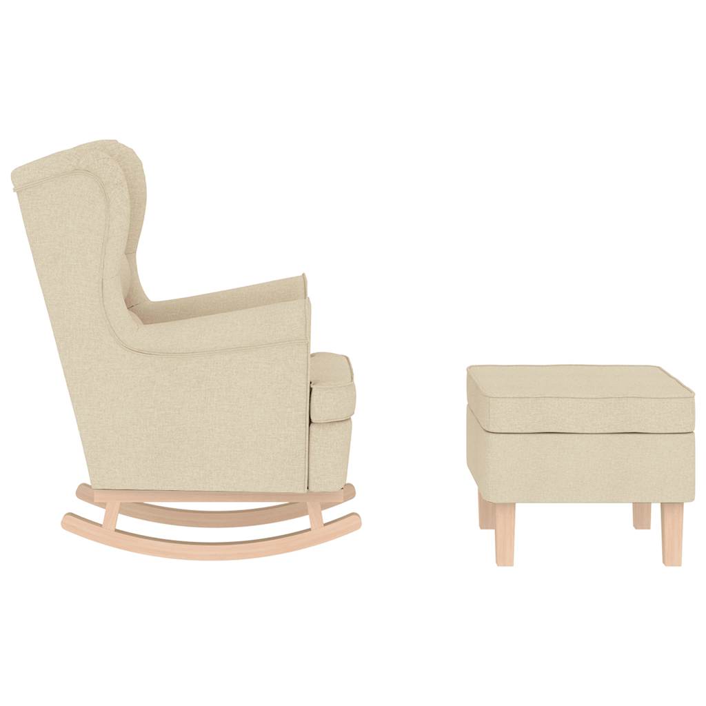 Chaise à bascule avec repose-pied Crème Tissu - XIOS