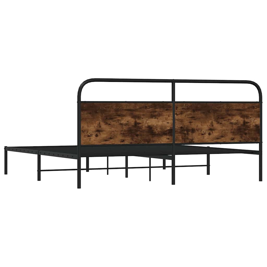 Cadre de lit en métal sans matelas chêne fumé 180x200 cm - XIOS