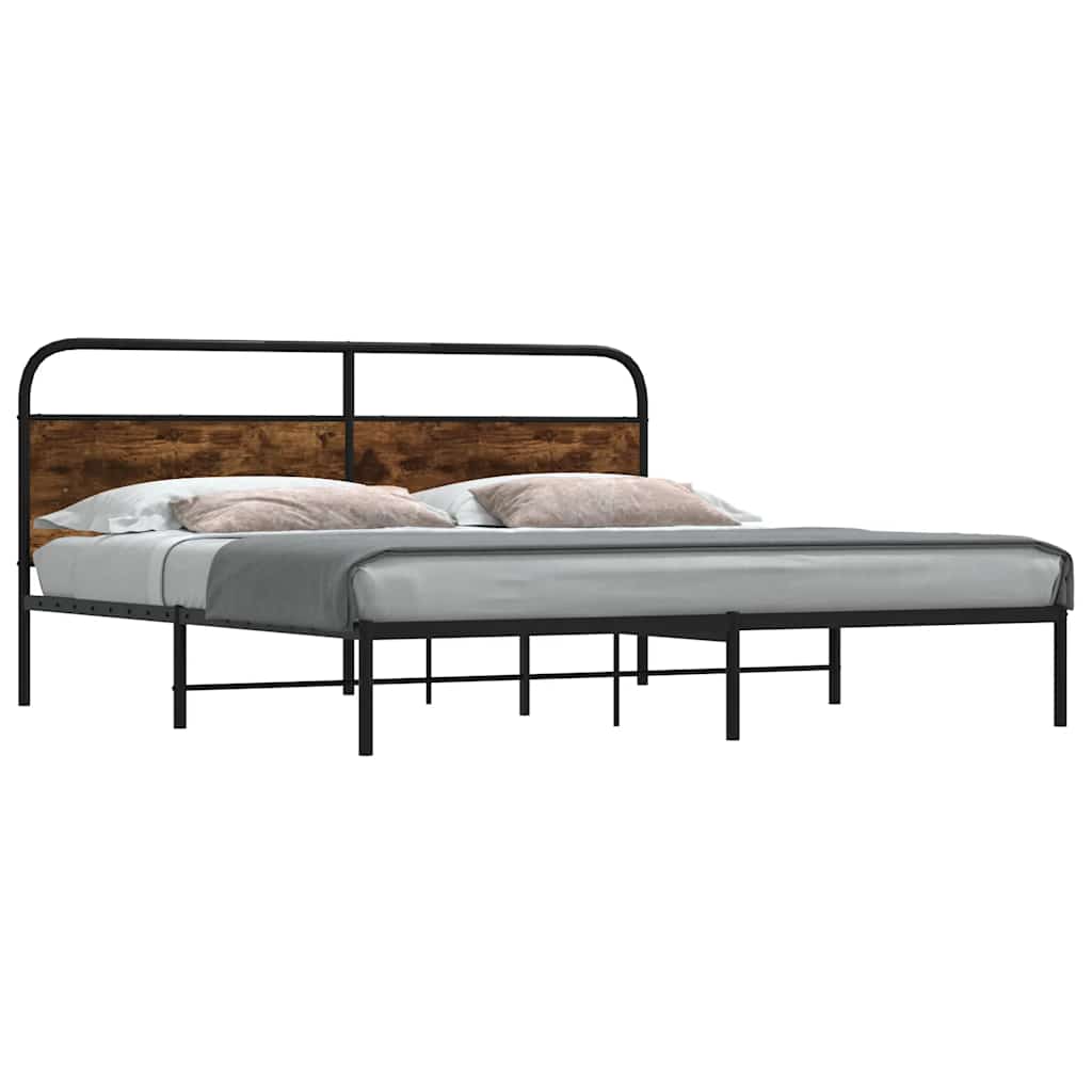 Cadre de lit en métal sans matelas chêne fumé 183x213 cm - XIOS
