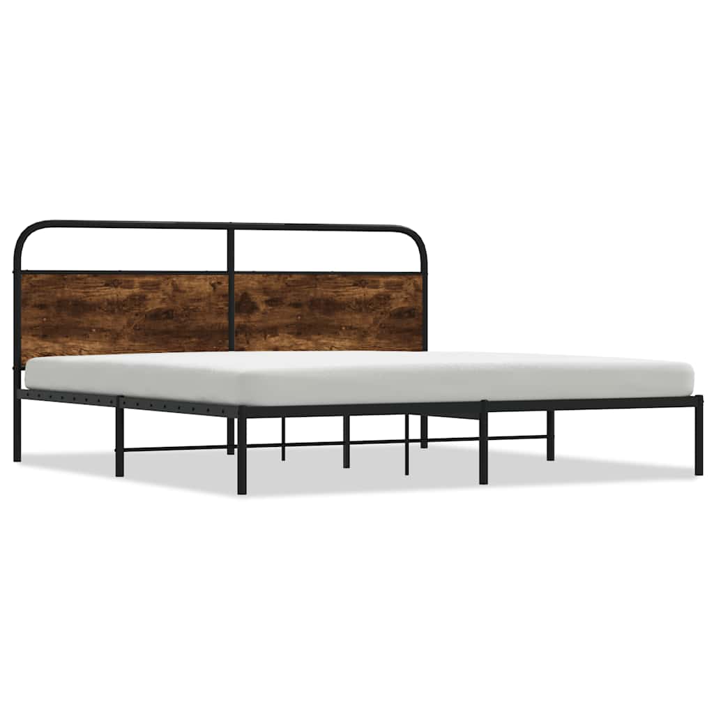 Cadre de lit en métal sans matelas chêne fumé 193x203 cm - XIOS