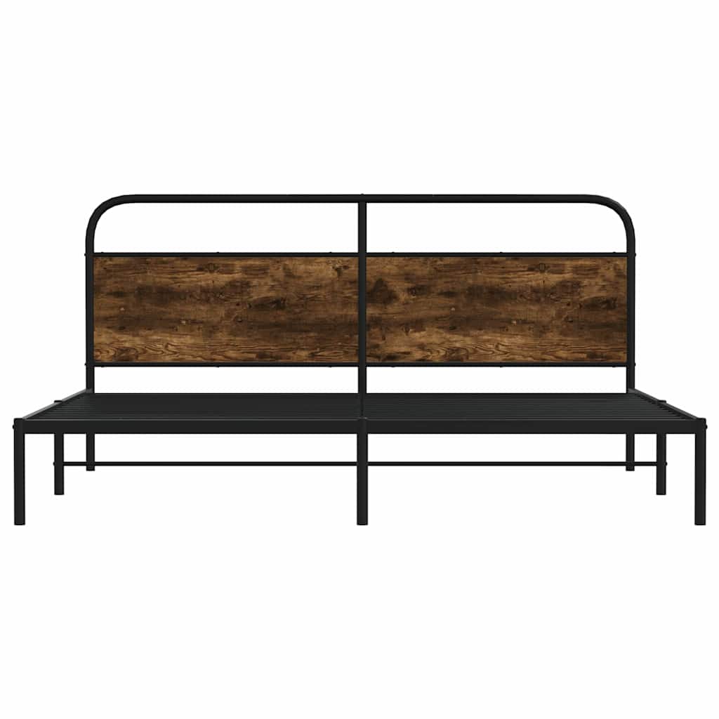 Cadre de lit en métal sans matelas chêne fumé 193x203 cm - XIOS