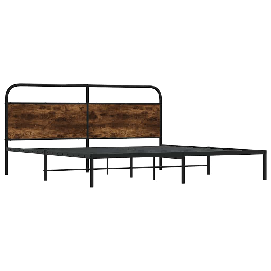 Cadre de lit en métal sans matelas chêne fumé 200x200 cm - XIOS