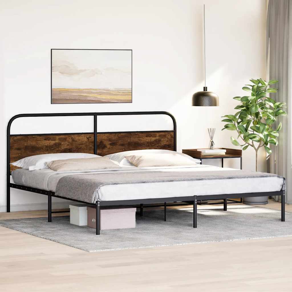 Cadre de lit en métal sans matelas chêne fumé 200x200 cm - XIOS