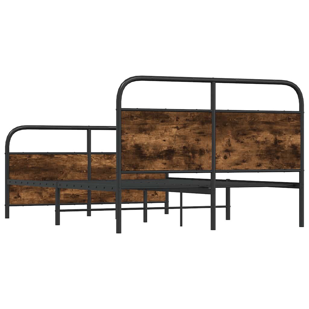 Cadre de lit en métal sans matelas chêne fumé 137x190 cm - XIOS