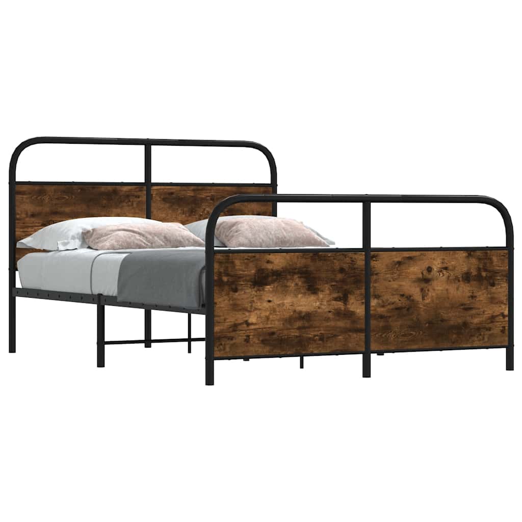 Cadre de lit en métal sans matelas chêne fumé 137x190 cm - XIOS