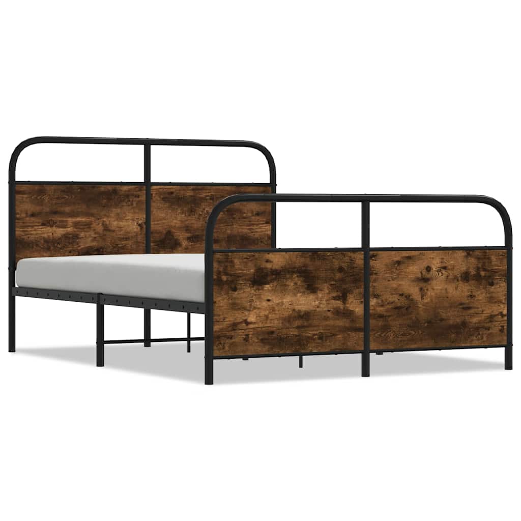 Cadre de lit en métal sans matelas chêne fumé 140x190 cm - XIOS