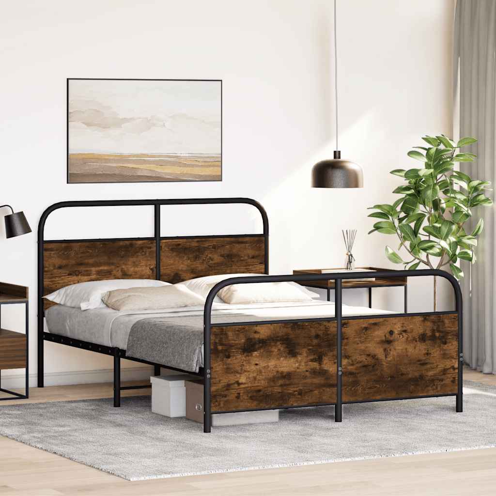 Cadre de lit en métal sans matelas chêne fumé 140x200 cm - XIOS