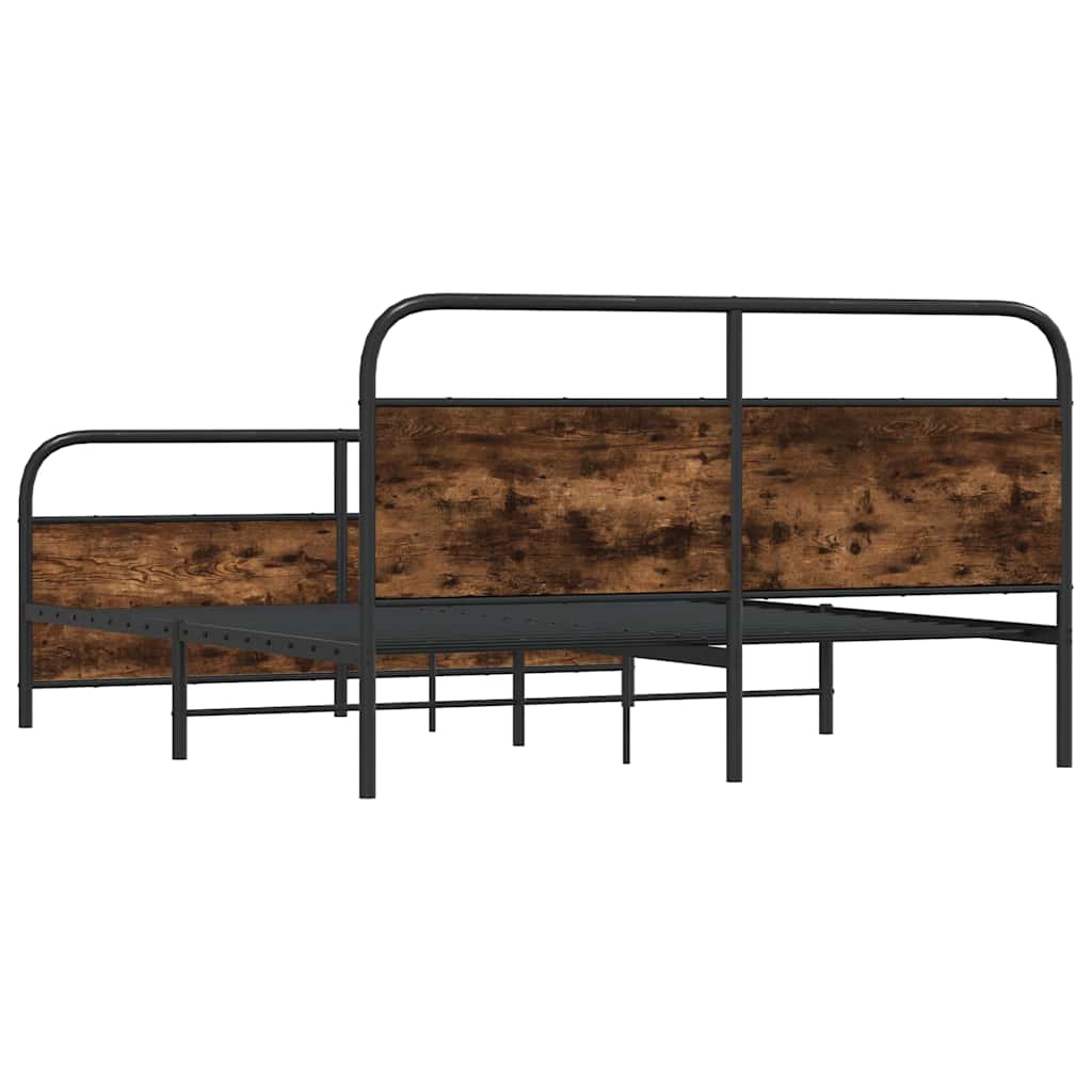 Cadre de lit en métal sans matelas chêne fumé 160x200 cm - XIOS