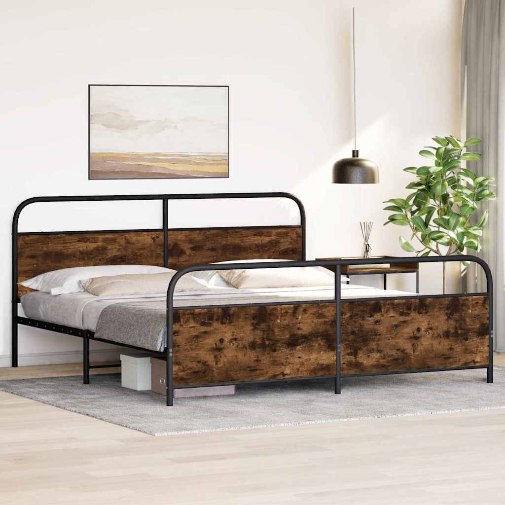 Cadre de lit en métal sans matelas chêne fumé 183x213 cm - XIOS