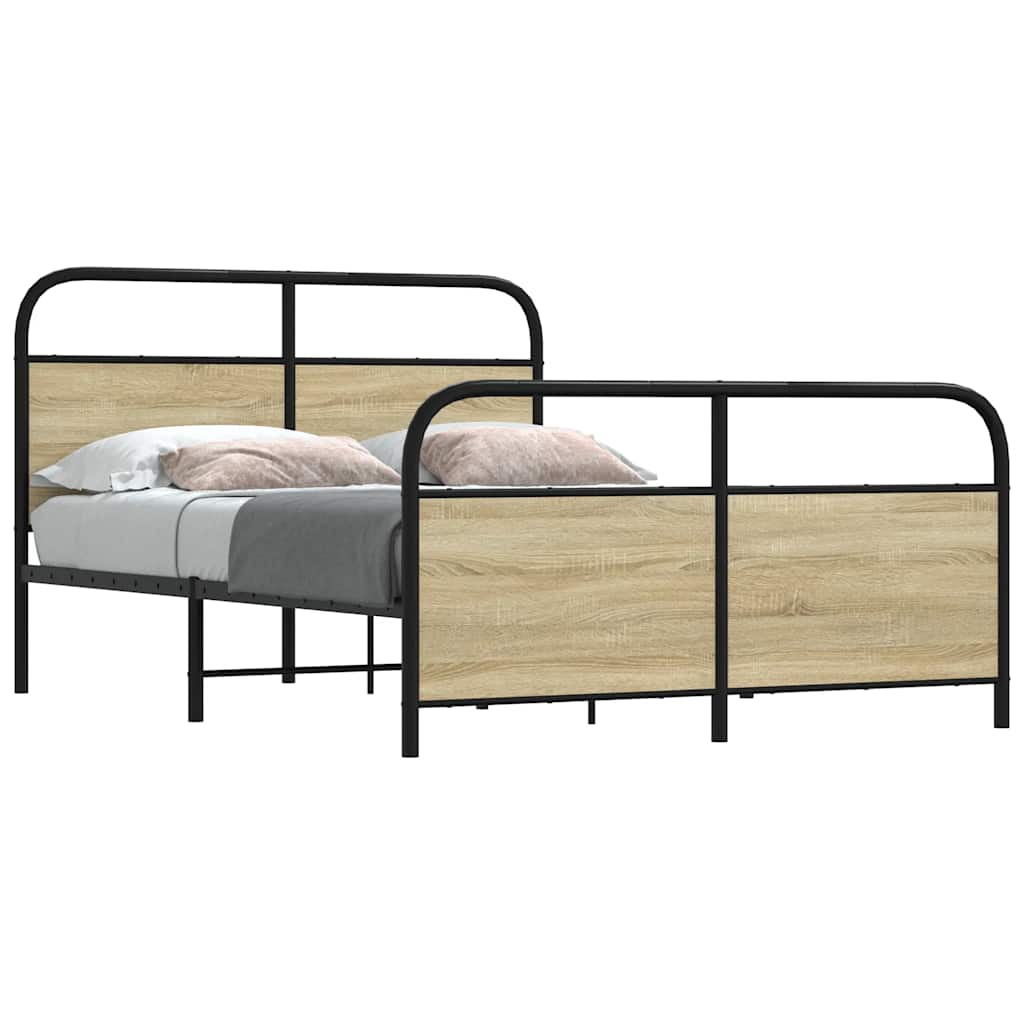 Cadre de lit en métal sans matelas chêne sonoma 137x190 cm - XIOS