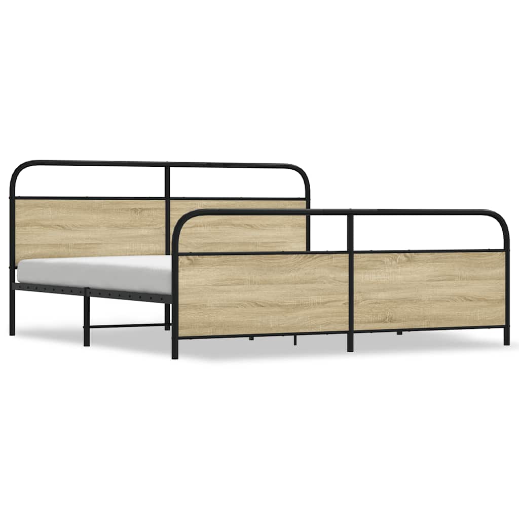 Cadre de lit en métal sans matelas chêne sonoma 180x200 cm - XIOS