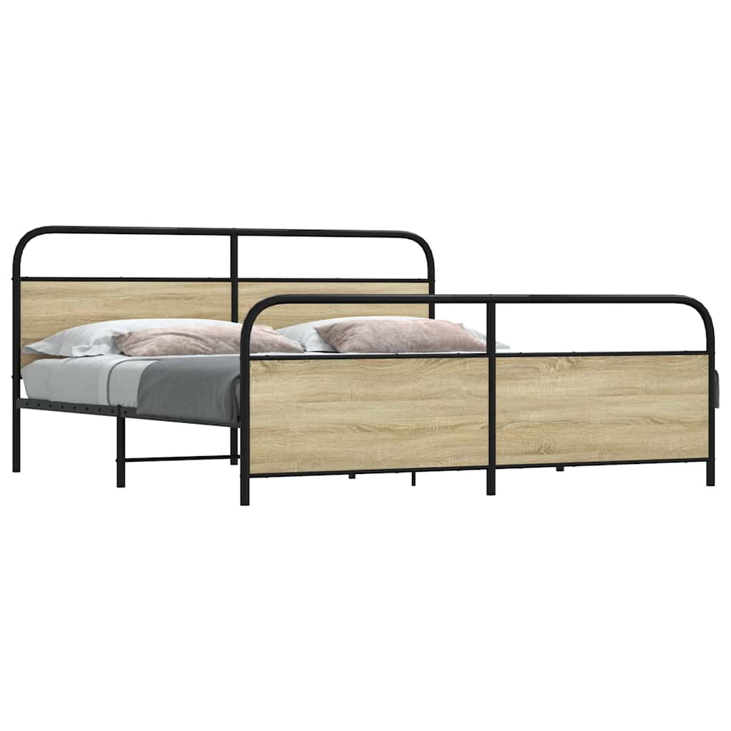 Cadre de lit en métal sans matelas chêne sonoma 180x200 cm - XIOS
