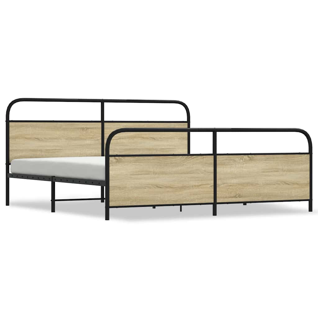 Cadre de lit en métal sans matelas chêne sonoma 193x203 cm - XIOS