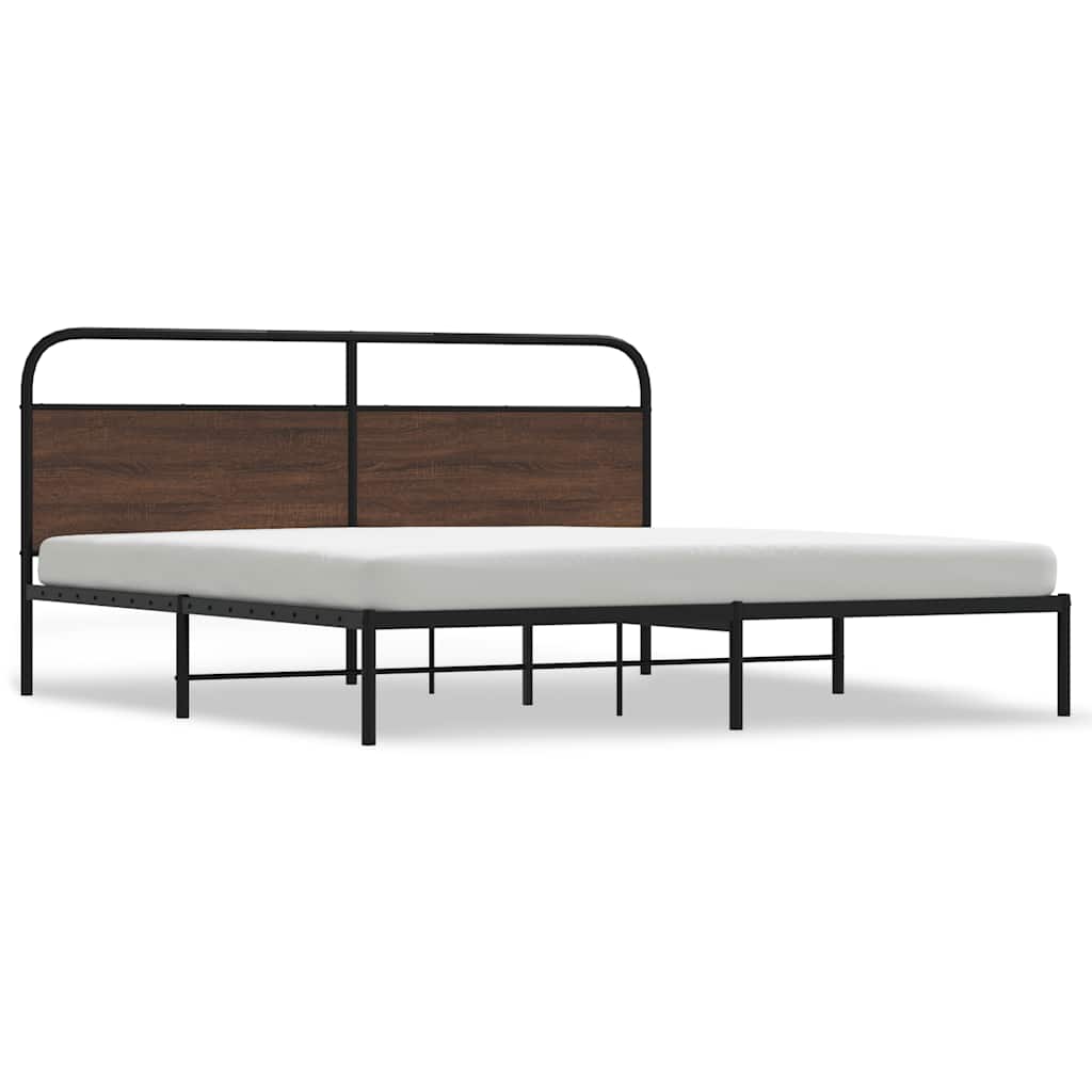 Cadre de lit en métal sans matelas chêne marron 180x200 cm - XIOS