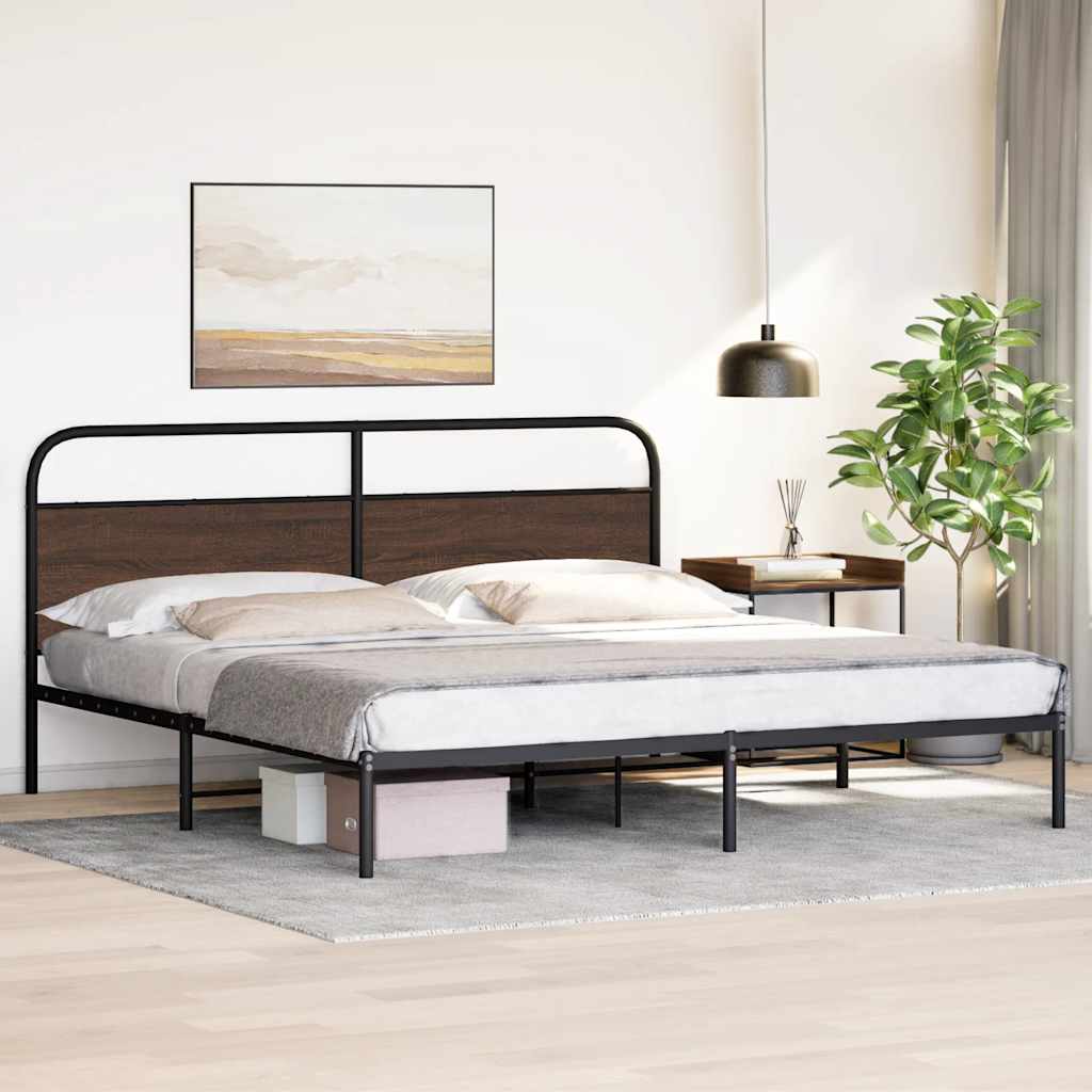 Cadre de lit en métal sans matelas chêne marron 193x203 cm - XIOS