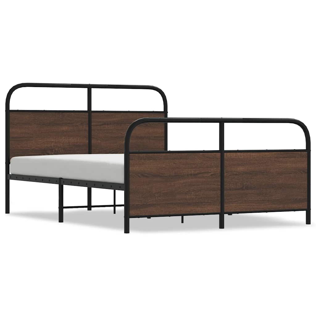 Cadre de lit en métal sans matelas chêne marron 137x190 cm - XIOS