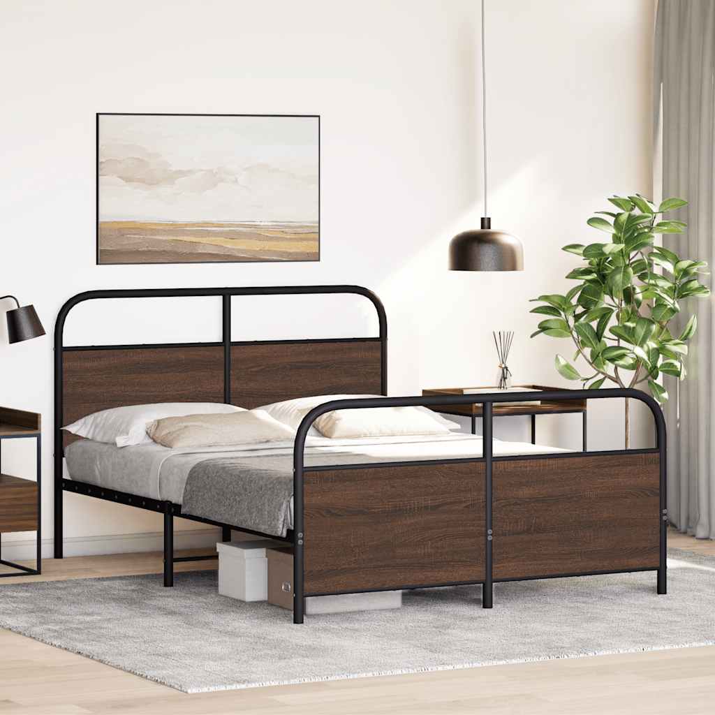 Cadre de lit en métal sans matelas chêne marron 137x190 cm - XIOS