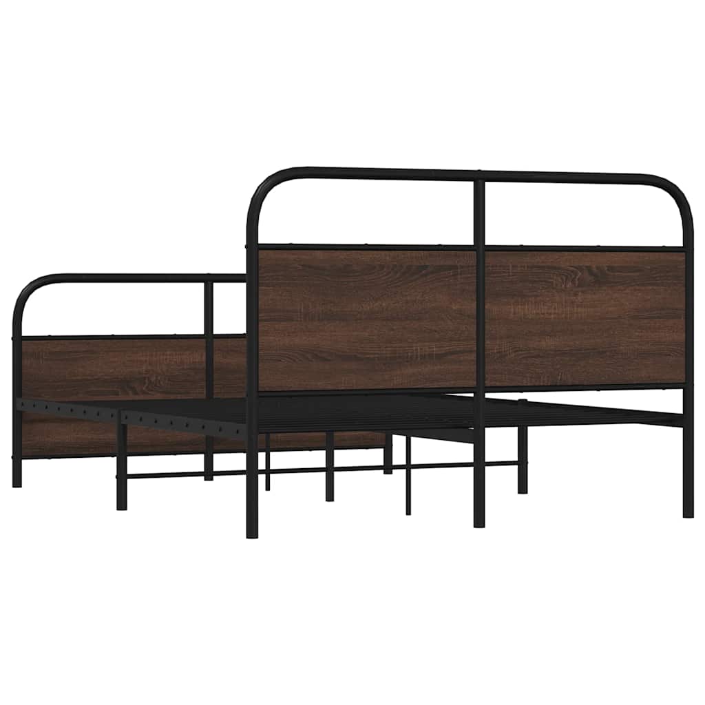Cadre de lit en métal sans matelas chêne marron 140x190 cm - XIOS