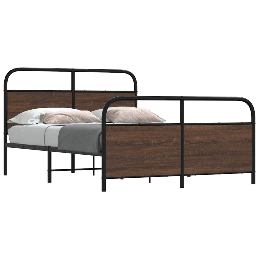 Cadre de lit en métal sans matelas chêne marron 140x190 cm - XIOS