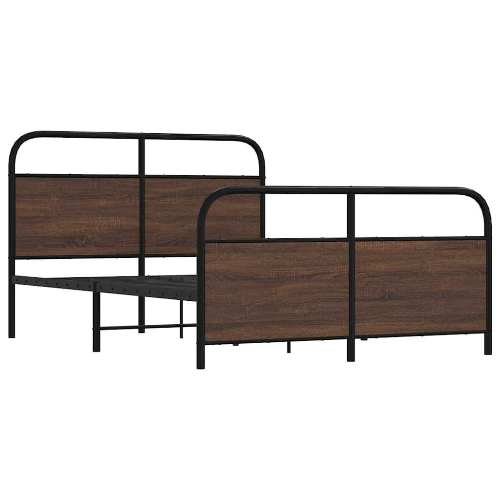 Cadre de lit en métal sans matelas chêne marron 140x200 cm - XIOS