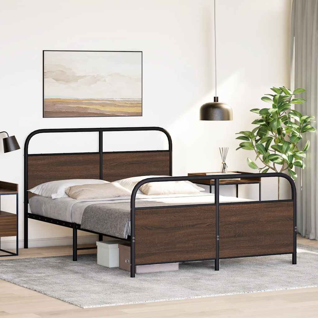 Cadre de lit en métal sans matelas chêne marron 140x200 cm - XIOS