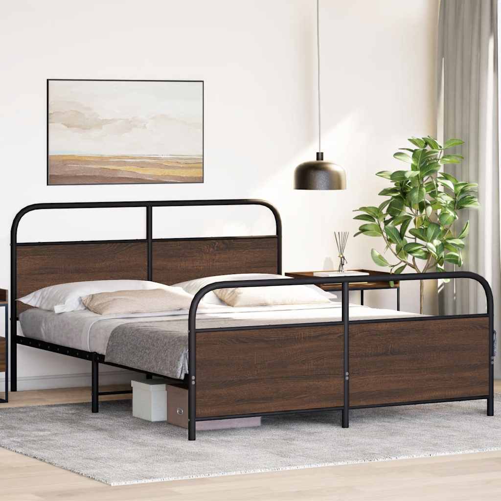 Cadre de lit en métal sans matelas chêne marron 150x200 cm - XIOS