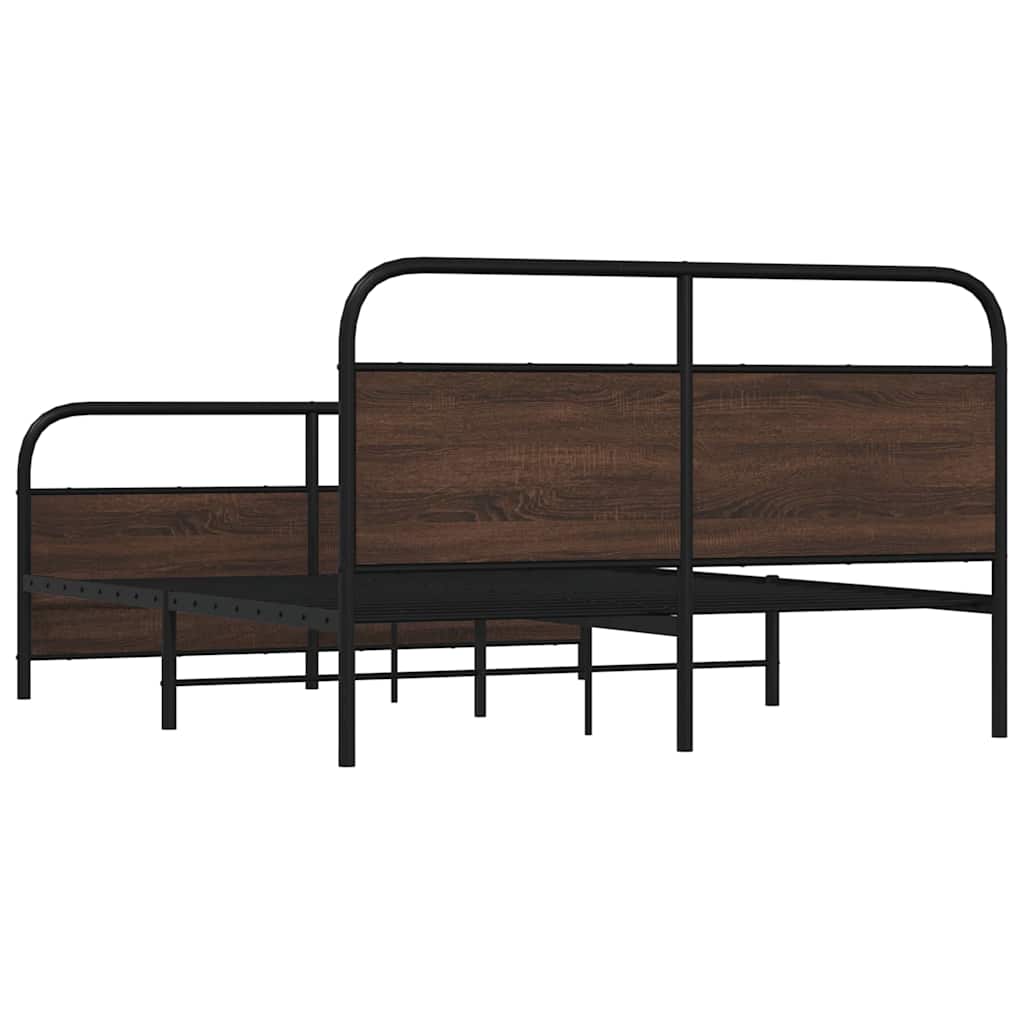 Cadre de lit en métal sans matelas chêne marron 150x200 cm - XIOS