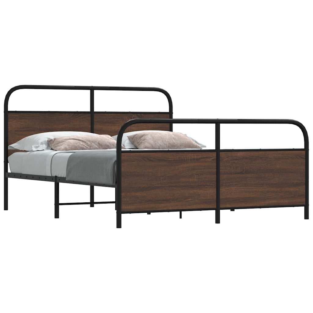 Cadre de lit en métal sans matelas chêne marron 150x200 cm - XIOS